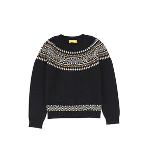 Le Bourdon Black/Ivory Stitched Detail Sweater