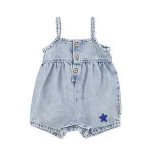 Piupiuchick Washed Blue Denim Short Dungarees