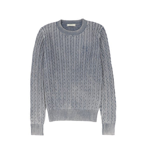 Valentina Navy Mineral Wash Cable Knit Sweater