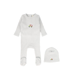 Bebe Jolee Blue Outline Embroidered Footie