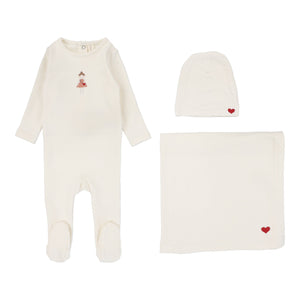 Lilette Cream / Pink Doll Layette Set