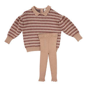 Lil Legs Dusty Pink Multi Floral Knit Set