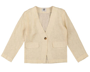 Belati Ivory Distressed Single Button Jacket