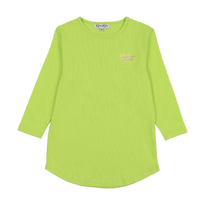 Kin+Kin K230 Green Ribbed Girls Long Sleeve T-shirt