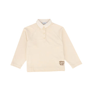 Philosophy Cream LS Polo Sweatshirt w/ Logo Embroidered