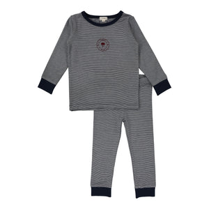 Lil Legs Navy Striped Lounge Set