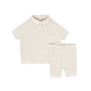 Le Bourdon Tan Cable Knit Short Set