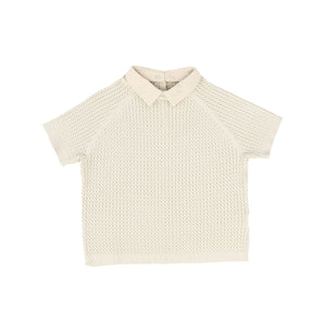 Le Bourdon Tan Cable Knit SS Sweater