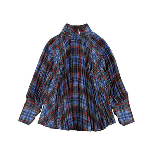 Christina Rohde Plaid Pleat Top