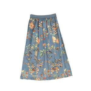 Valentina Floral Garden Print Pleated Maxi Skirt