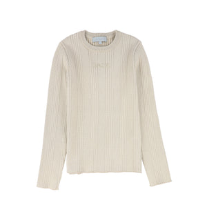 Bace Beige Ribbed Knit Embroidered Sweater