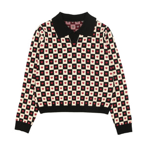 Urban Edge Black & White Checkered Heart Polo