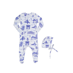 Parni PJ 96 Ivory/Blue Toile Footie