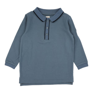 Lil Legs Off Blue Contrast Trim Polo
