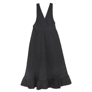 Valentina Black Quilted Taffeta V-Neck Jumper