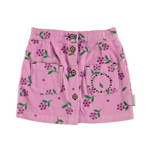 Piupiuchick Pink Corduroy w/ Flowers Allover Short Skirt