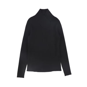Valentina Black Wrap Neck Turtleneck