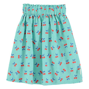 Piupiuchick Turquoise & White Checkered w/ Cherries Long Skirt