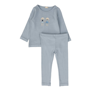 Lil Legs Dusty Blue Lamb Pjs