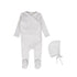 Bebe Jolee Blue Pointelle Piped Wrap Footie + Bonnet