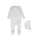 Bebe Jolee Blue Pointelle Piped Wrap Footie + Bonnet