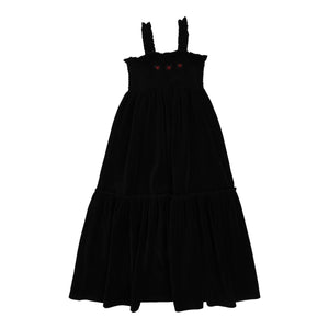 Lil Legs Black Velour Smocked Maxi Dress