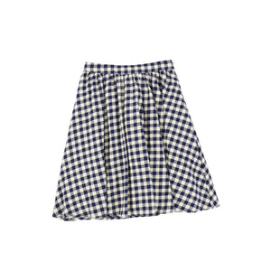 Bace Navy Flannel Gingham Waisted Flare Skirt