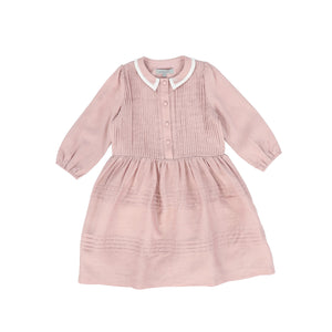 Bace Pink Pleated Linen Dress