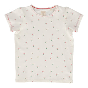 Lil Legs White Cherry Flower Short Sleeve Tee