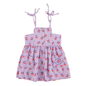 Piupiuchick Purple / White Checkered w/ Cherries Long Dress