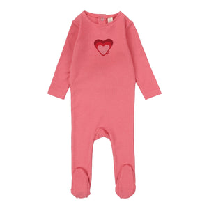 Lilette Bright Pink Big Graphic Heart Footie