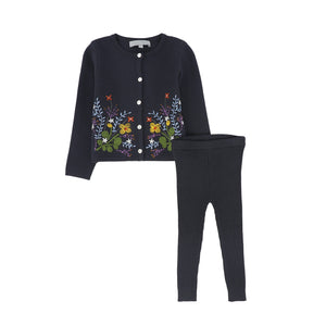 Bace Grey Embroidered Cardigan Set