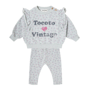 Tocoto Vintage Grey Floral Baby Set