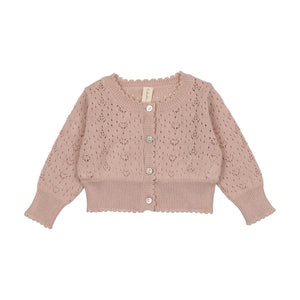 Lilette Pink Hearts Open Knit Cardigan