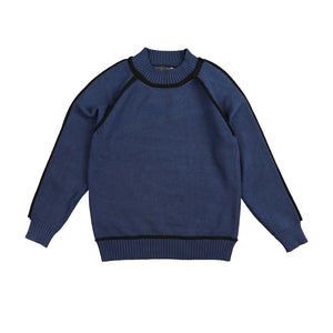 Belati Blue Piping Trim Knit Sweater