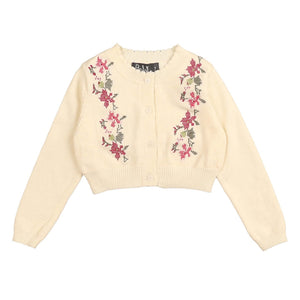 Belati Cream Crosstitch Embroidered Cardigan