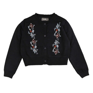 Belati Navy Crosstitch Embroidered Cardigan