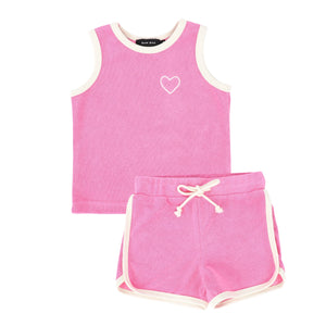 Bamboo Fuchsia Pink Trimmed Terry Short Set