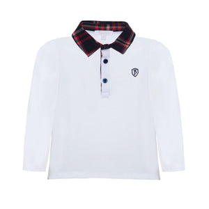 Patachou Blue Plaid Knit Boy Polo