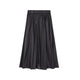 Papillon Black Filly Leather Suede Pleat Maxi Skirt