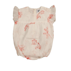 Noma Peach Printed Floral Romper