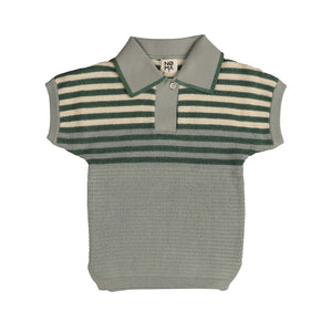 *PO* Noma Mint Textured Knit With a Striped Yoke and a Collar