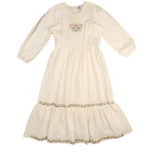 *PO* Noma White Floral Cross Stitch Embroidery Teen Dress