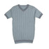 Noma Light Blue Cabled V Neck Knit With Triple Line Trim