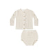 Quincy Mae Natural Scalloped Cardigan & Knit Bloomer Set