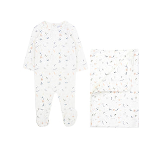 Kipp Baby Pink Botanical Footie and Swaddle