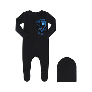 Parni PJ78 Black/Blue Multi Patch Footie