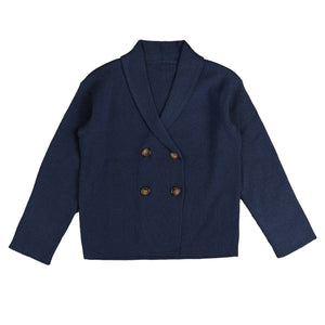 Noma Cobalt Grandad Collared Double Breasted Cardigan