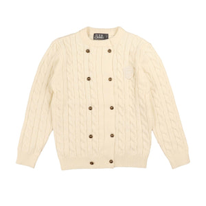 Belati Cream Cable Double Breasted Emblem Sweater