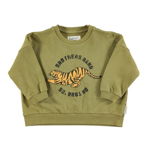 Piupiuchick Olive Green w/ Tiger Print Sweatshirt
